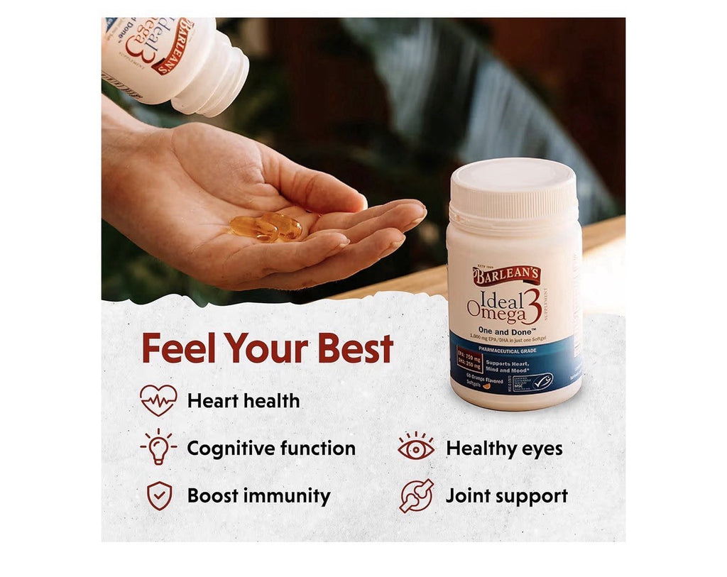 Barlean's Ideal Omega 3 Fish Oil EPA DHA Heart Mind Mood Brain Health 60softgels