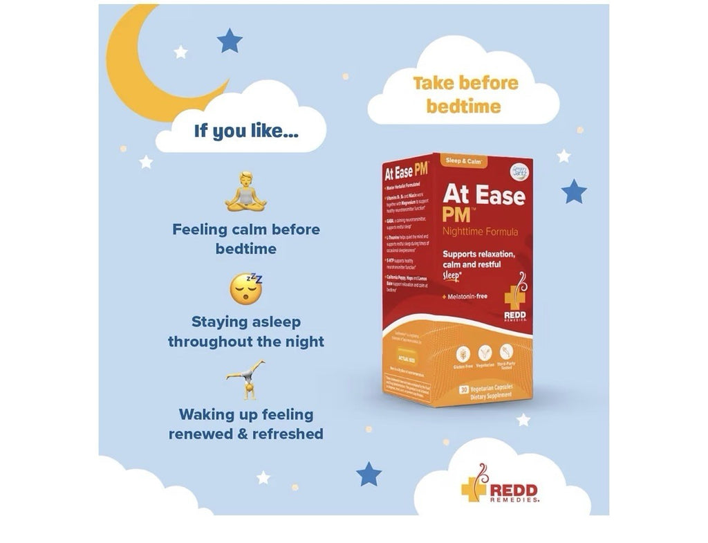 Redd Remedies At Ease PM Night Time Formula Relaxation Calm Restful Sleep 60caps