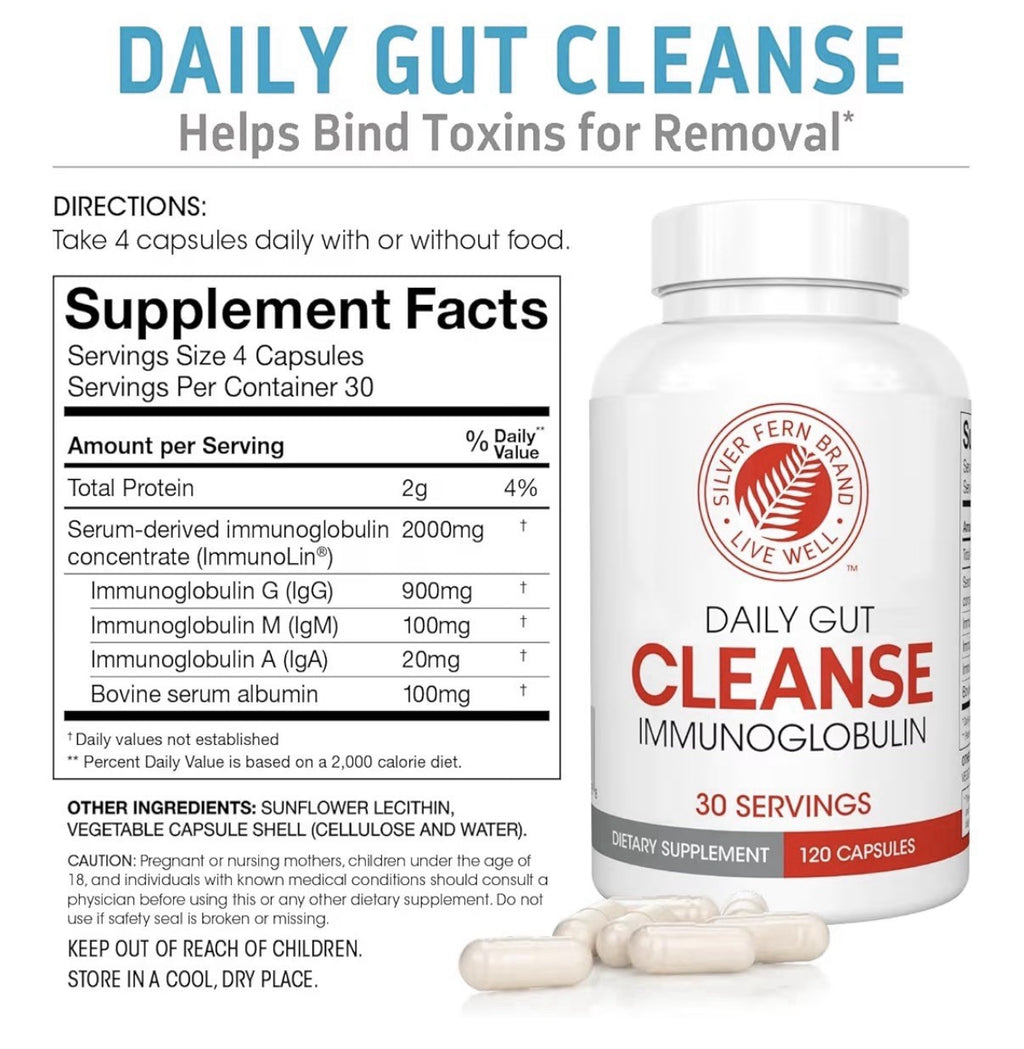 2 Pack Silver Fern Daily Gut Cleanse Immunoglobulin Postbiotic 60 Day Supply