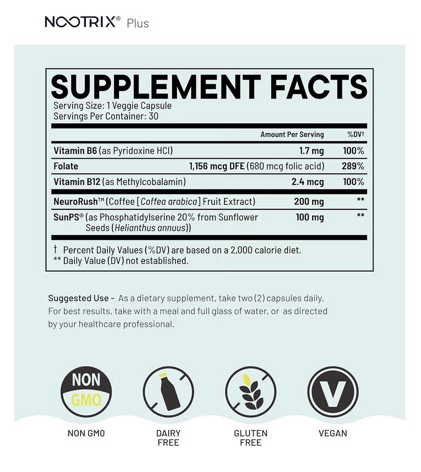 Nootrix Brain Plus Nootropic Supplement Support Memory Focus Cognitive 2 Packs