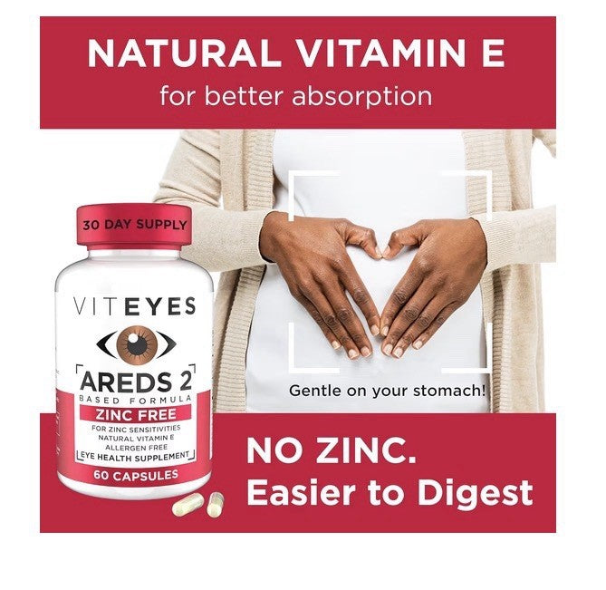 Viteyes AREDS 2 Zinc Free Macular Support Allergen Free Eye Vision Health 60caps