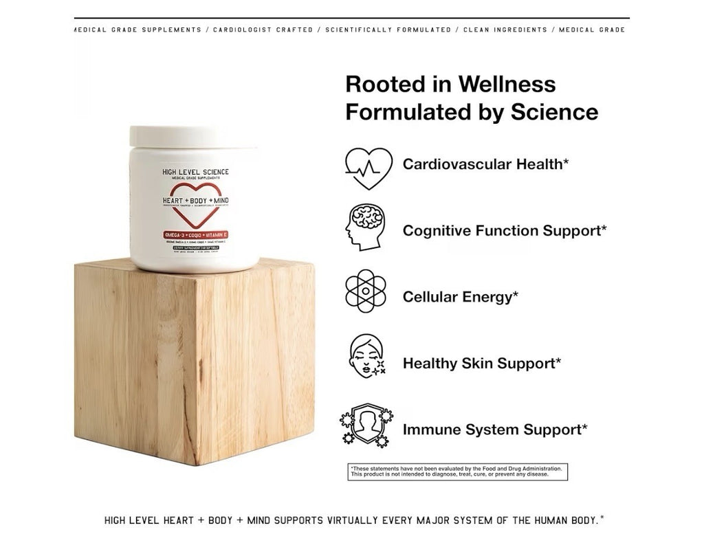 3 Pack High Level Science Omega-3 CoQ10 Vitamin E Heart Body Mind Health