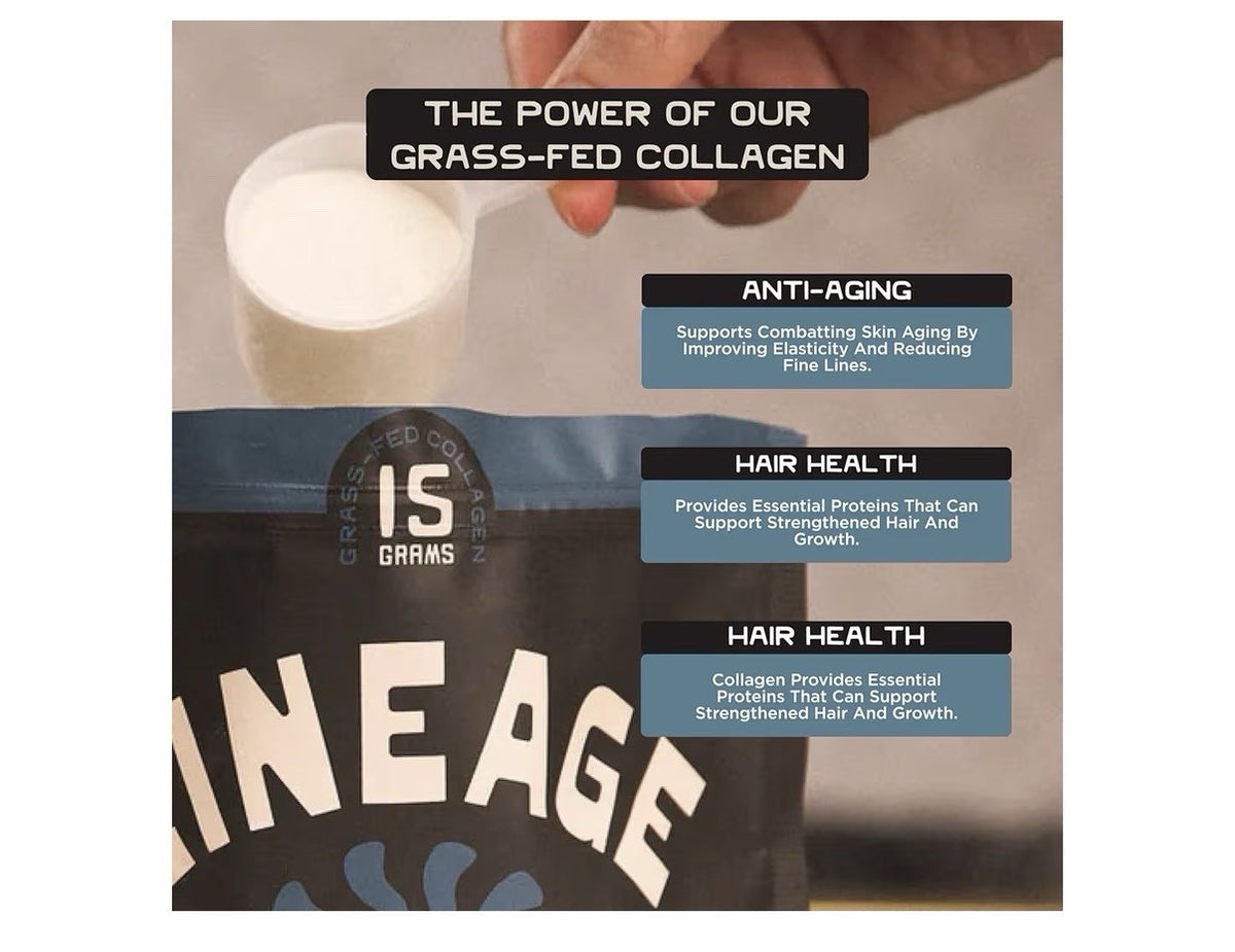Lineage Provisions Grass Fed Collagen Powder UNFLAVORED 30 Servings Unflavored