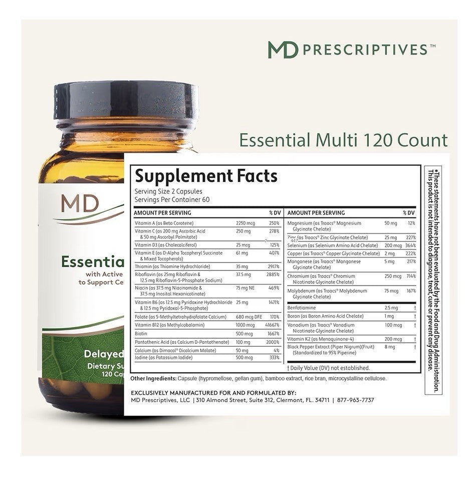 MD Prescriptives Essential Multi Active B Complex Cellular Energy Support 120Cap