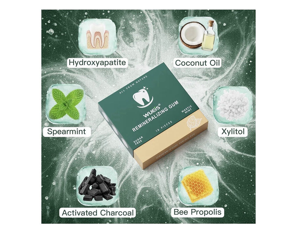 Remineralizing Gum with Xylitol Hydroxyapatite Natural Mastic Mint 72 Gum Pieces