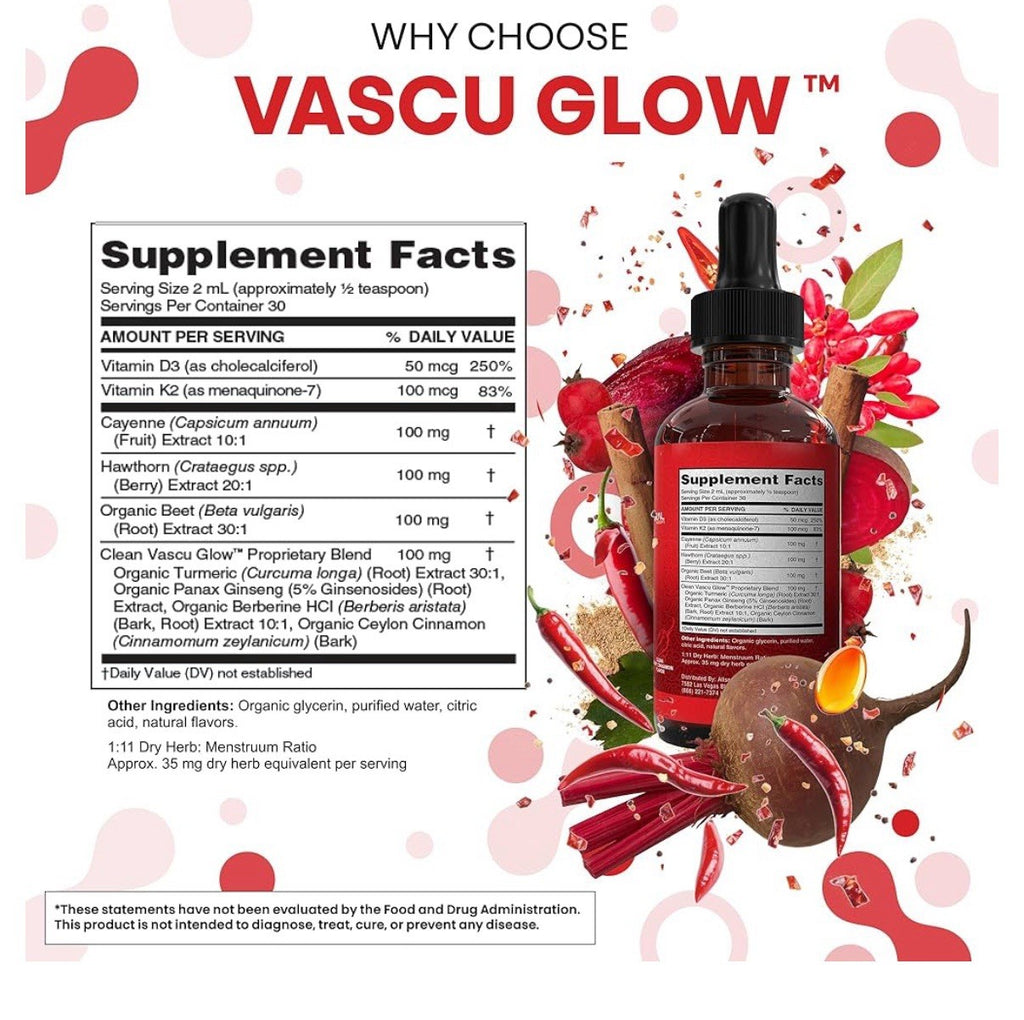 Clean Nutra Cayenne Pepper Drops Vascu Glow Supplement Liquid Drops 2oz