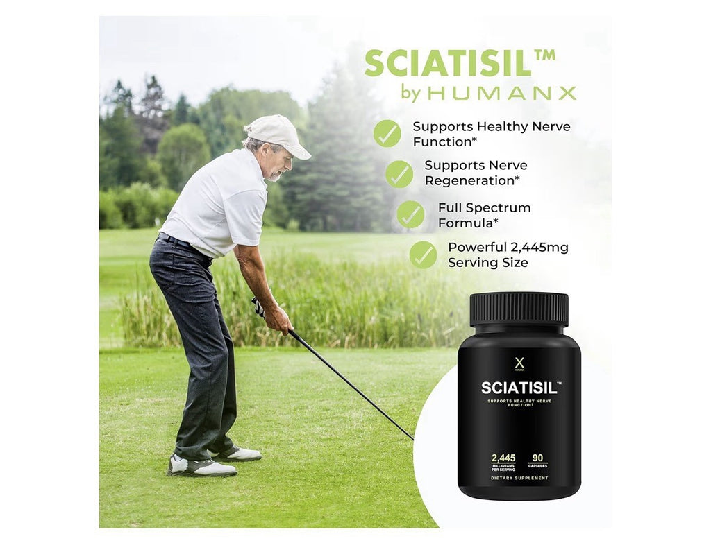 HUMANX Sciatica Nerve Function Support Supplement Healthy Back Leg Feet Hips 90c
