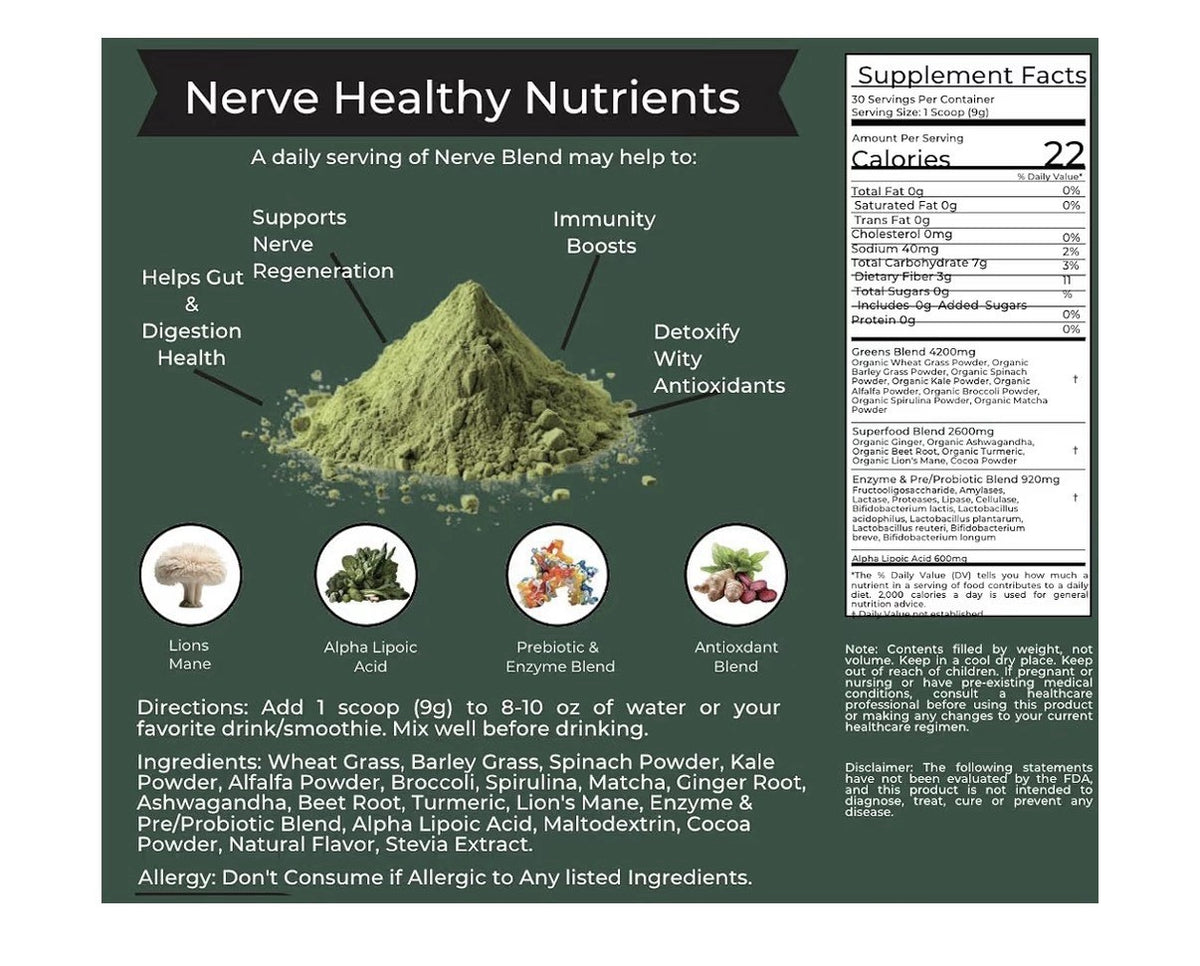 The Nerve Brand Neuropathy Blend Powder Nerve Health 30 Servings Sunshine Orange