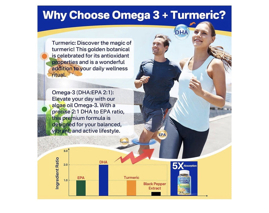 Nextdia Omega-3 Gummies 1000mg + Turmeric EPA + DHA From Algae Oil 2 Pack