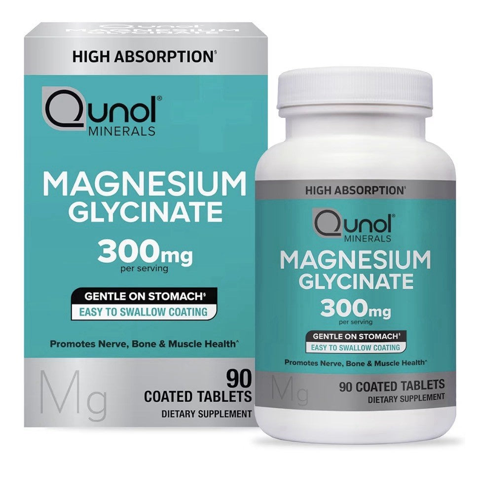 Qunol Magnesium Glycinate 300mg Nerve Bone Muscle Health Stress Sleep 90 Tablets