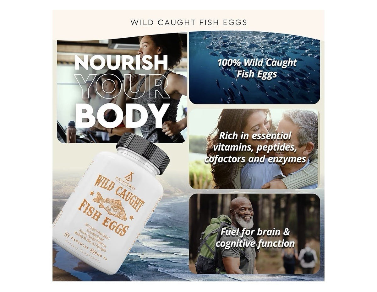 Ancestral Supplements Wild Caught Fish Eggs Pasture Raised 180 Capsules