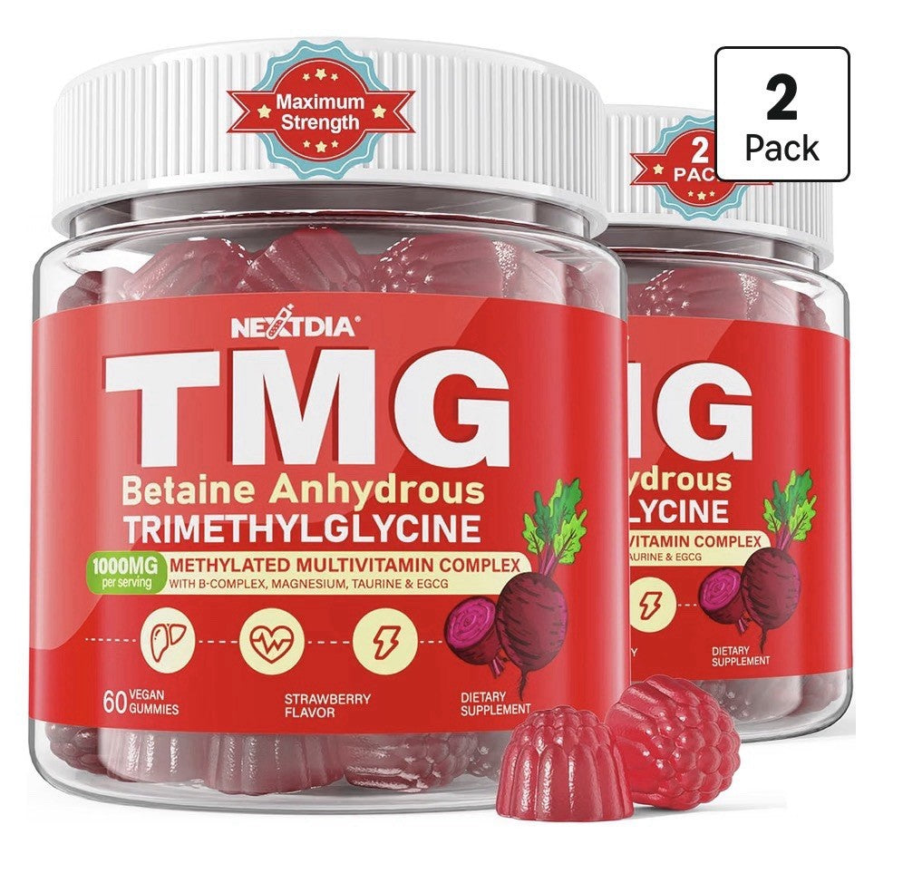 Nextdia TMG Gummies Betaine Anhydrous Trimethylglycine Methylated Vitamins 2Pack