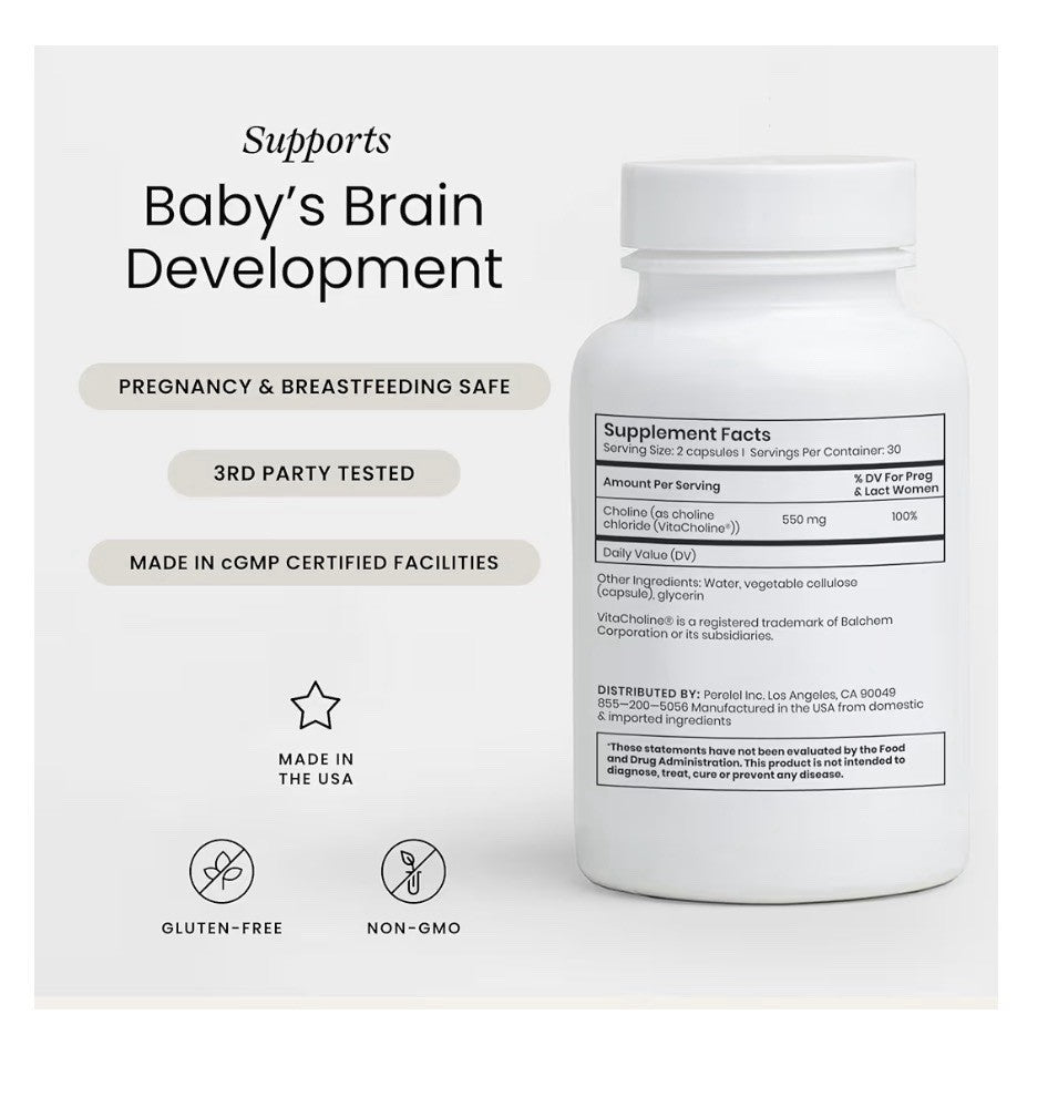 Perelel Choline Boost Cognitive Health Fetal Brain Development Supplement 60caps