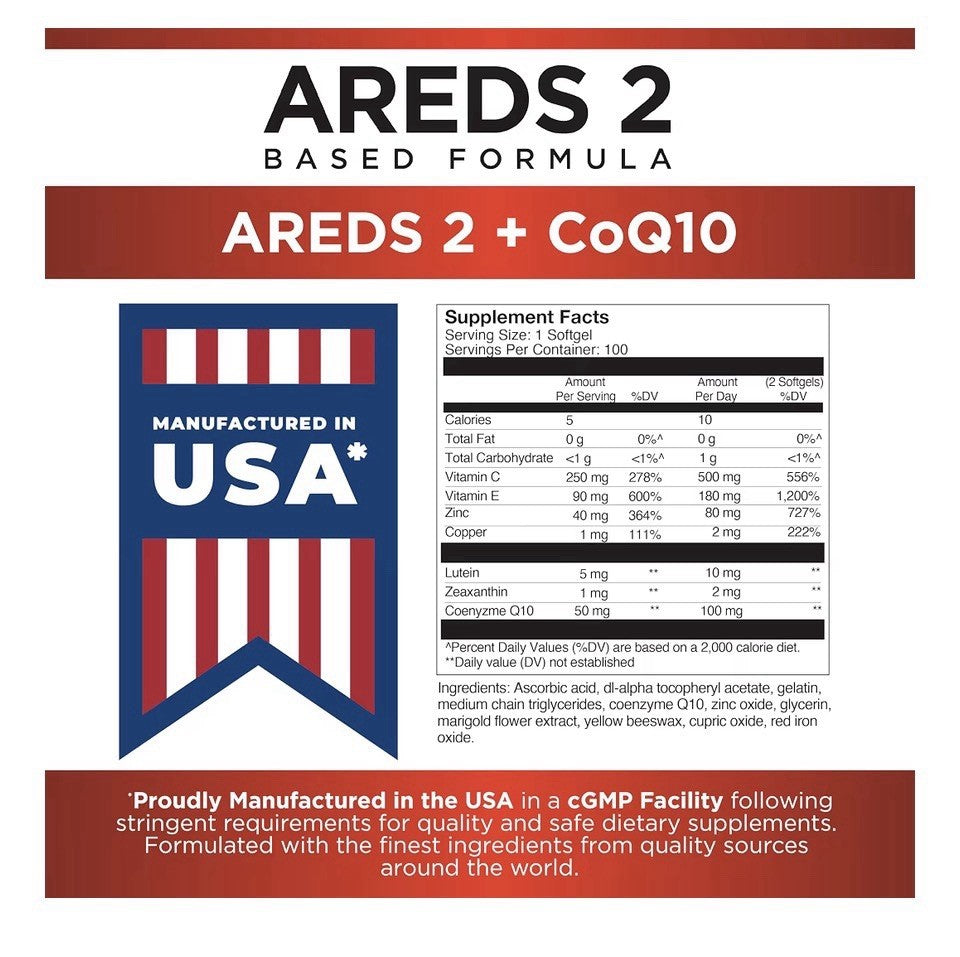 Viteyes AREDS 2 + CoQ10 Eye + Heart Health Eye Health Supplement 100 Softgels
