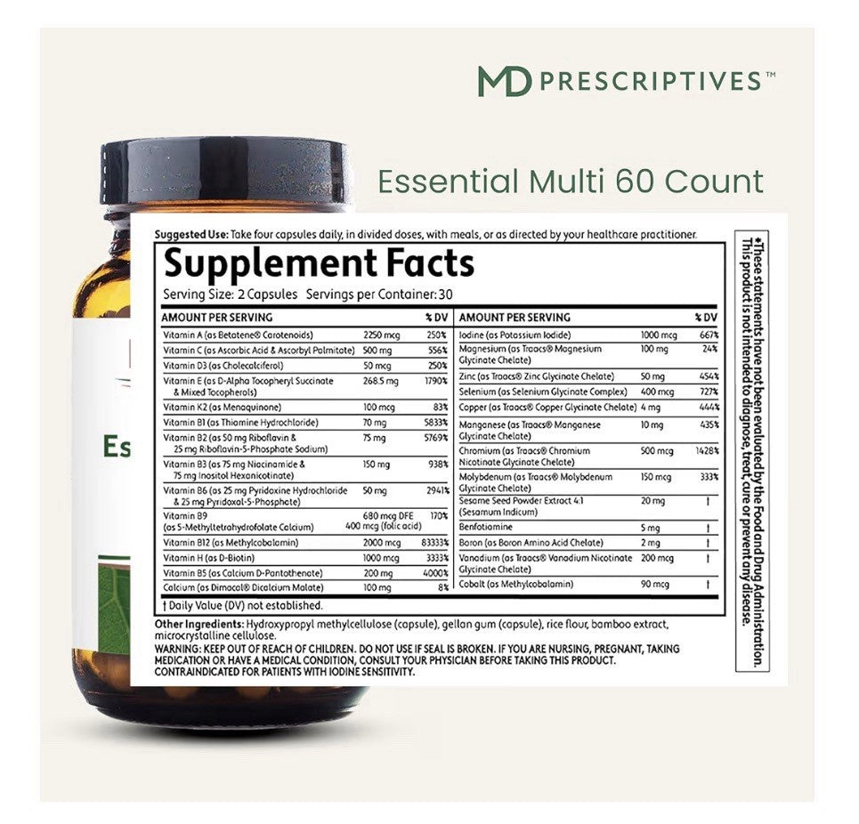MD Prescriptives Essential Multi Active B Complex Cellular Energy Support 60Caps