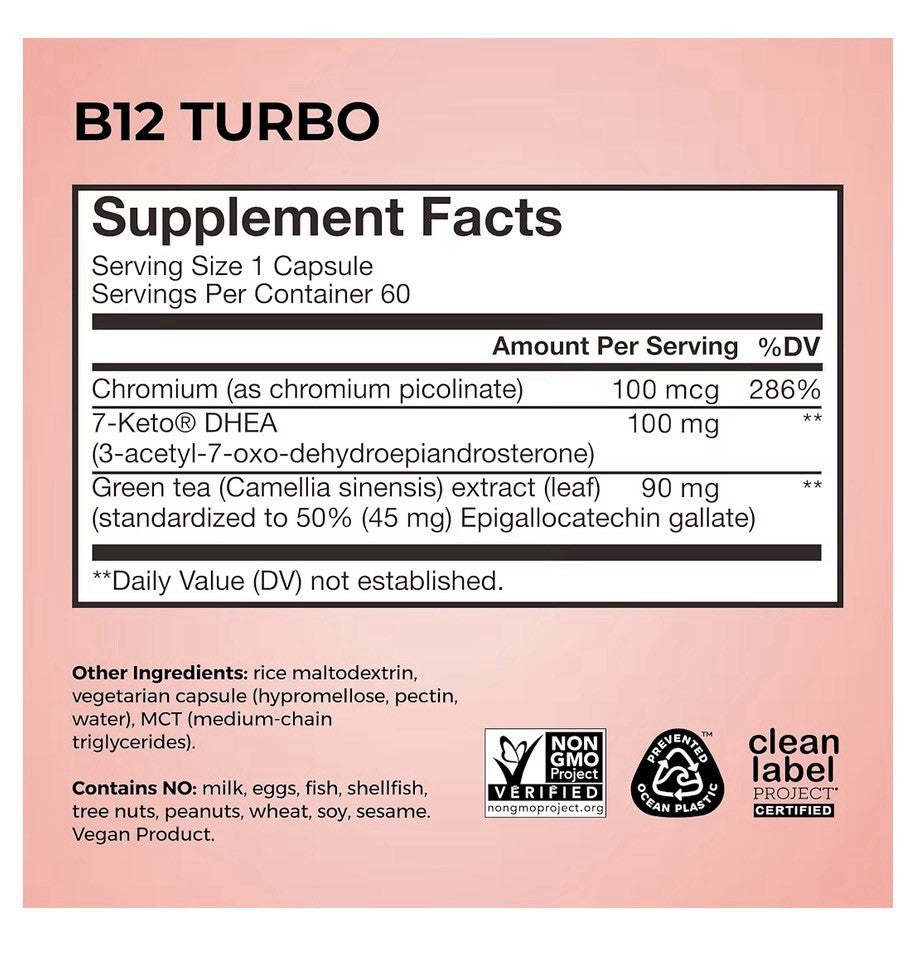HUM B12 Turbo Vitamin B12 Supplement Daily Energy Support Brain Function 30 Tabs