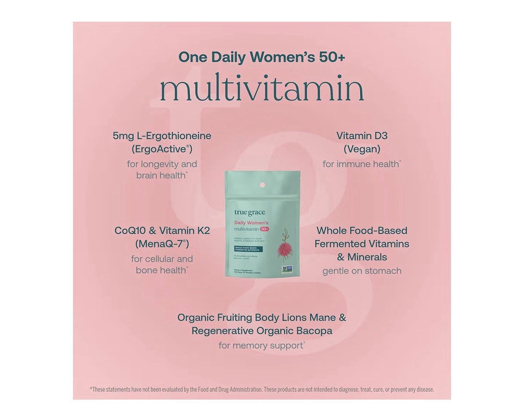 True Grace Daily Women Multivitamin 50+ Energy Longevity Heart Memory 120Tablets