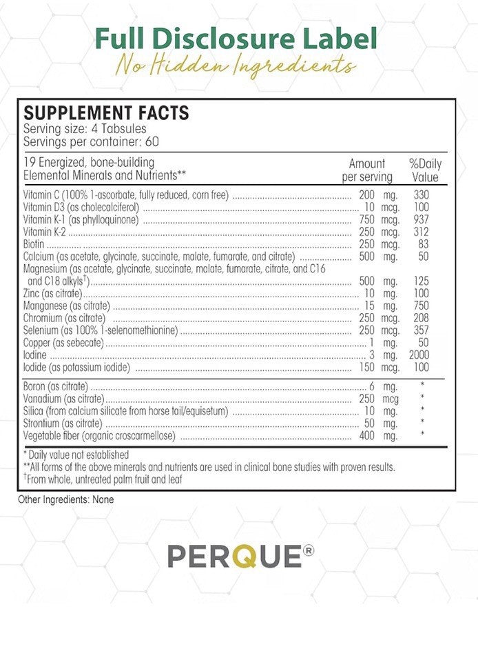 PERQUE Bone Guard Forte Activated Nutrients To Bone Health 240 Tabsules