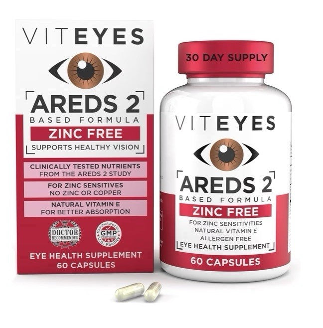 Viteyes AREDS 2 Zinc Free Macular Support Allergen Free Eye Vision Health 60caps