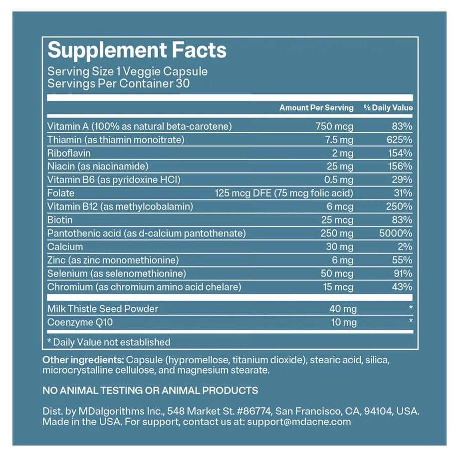 MDacne Vitamins + Minerals Clear Calm Skin Redness Customized Supplements 3 Pack