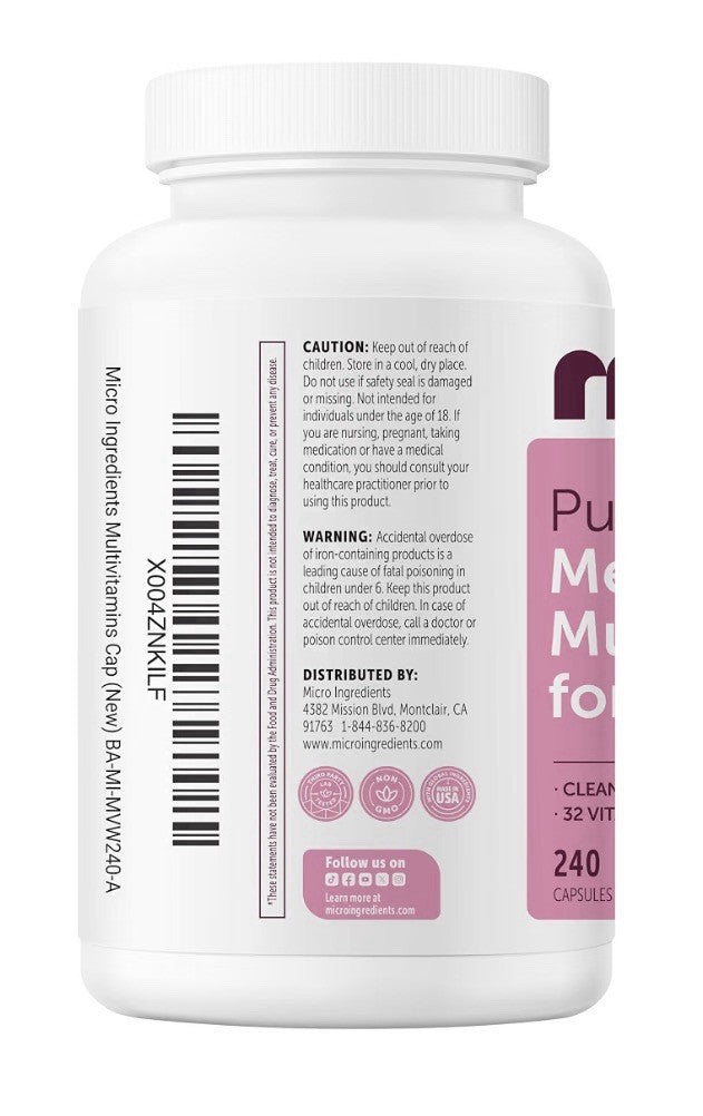 Micro Ingredients Pure Methylated Multivitamin for Women Clean Ingredients 240ca