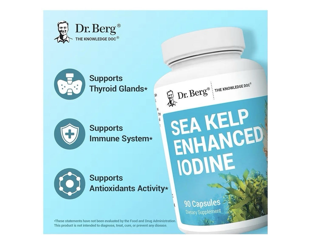 Dr. Berg Sea Kelp Enhanced lodine Premium Immune Thydroid Health Antioxidant 90c