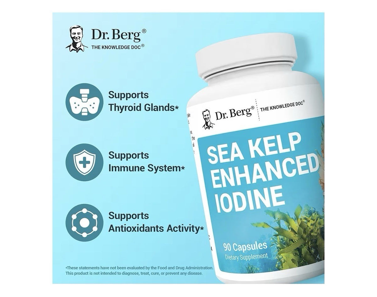 Dr. Berg Sea Kelp Enhanced lodine Premium Immune Thydroid Health Antioxidant 90c