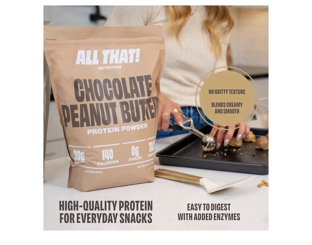 ALL THAT! NUTRITION Chocolate Peanut Butter Protein Powder Whey Protein 30 Serv