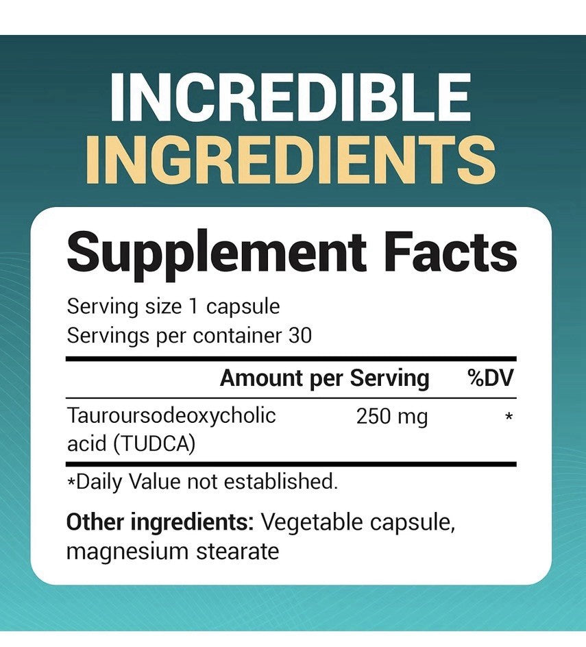 Dr. Berg TUDCA Tauroursodeoxycholic Acid Liver Gut Gallbladder Support 30capsule