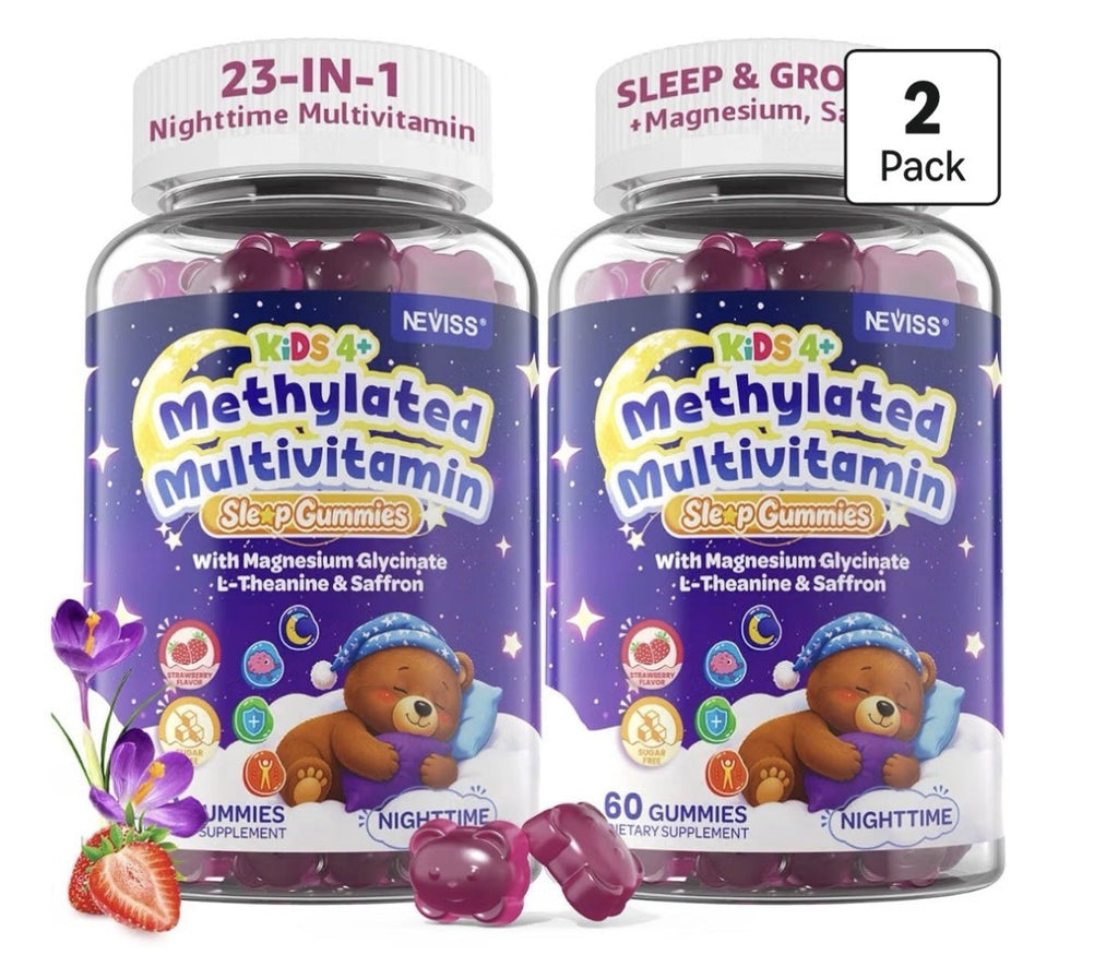 Neviss Kids 4+ Methylated Multivitamin Sleep Calm Brain Bone 60 Gummies 2 Pack