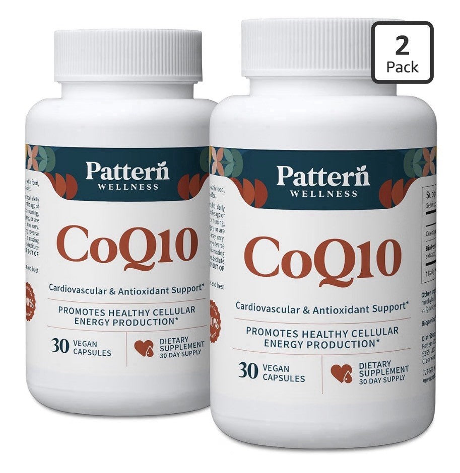 2 Pack Pattern Wellness CoQ10 Cardiovascular Antioxidant Cellular Energy