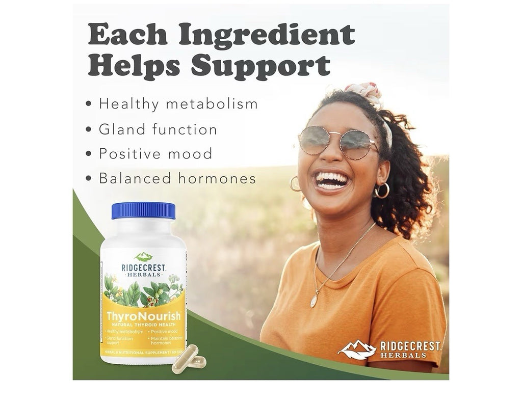 Ridgecrest Herbals ThyroNourish Thyroid Health Metabolism Positive Mood 60 Caps
