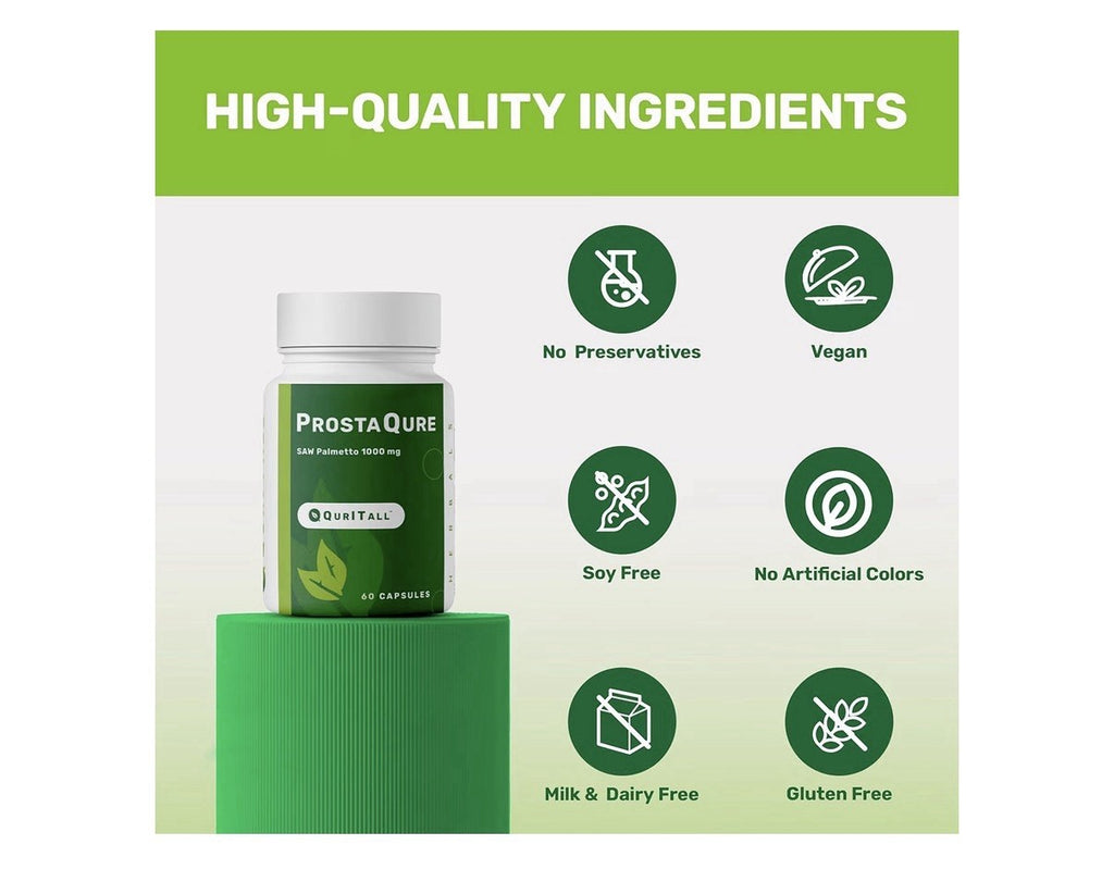 QurltAll ProstaQure Saw Palmetto 1000 mg Prostate Supplement Men Health 60 Caps