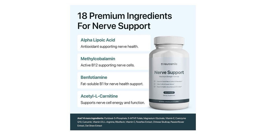 NEUROSMILE Nerve Support Supplement Support Healthy Sensation Relaxation 120caps
