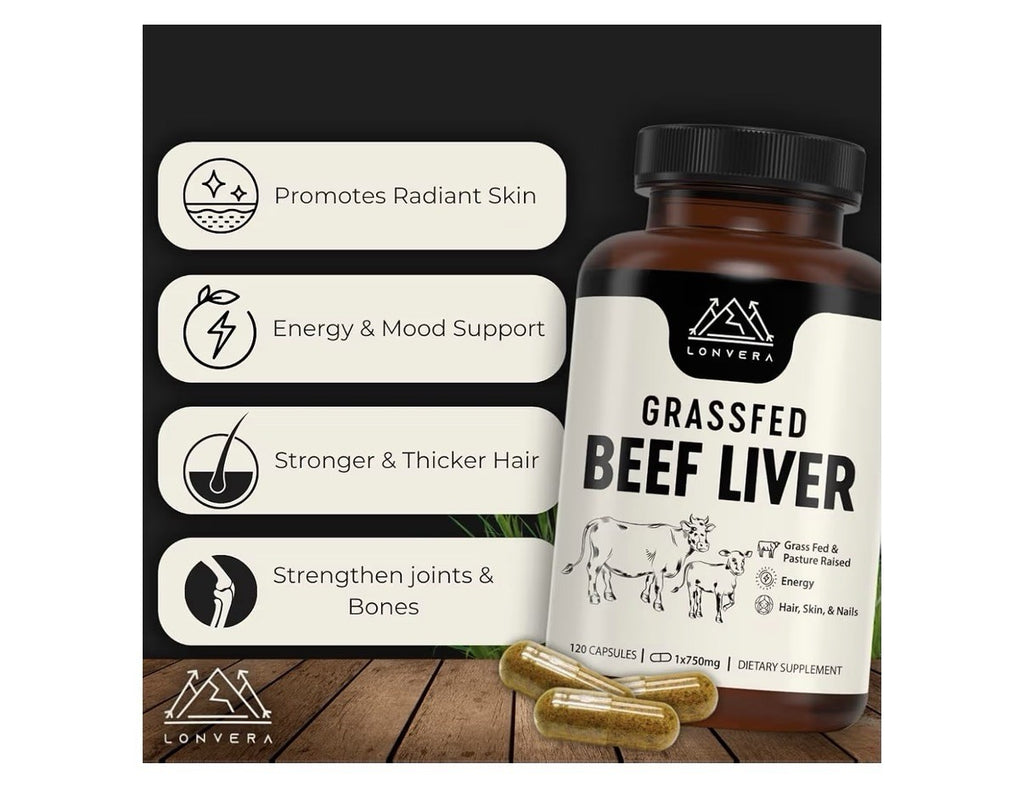 3 Pack Lonvera Grass Fed Beef Liver Pasture Raised Energy Hair Skin Nails