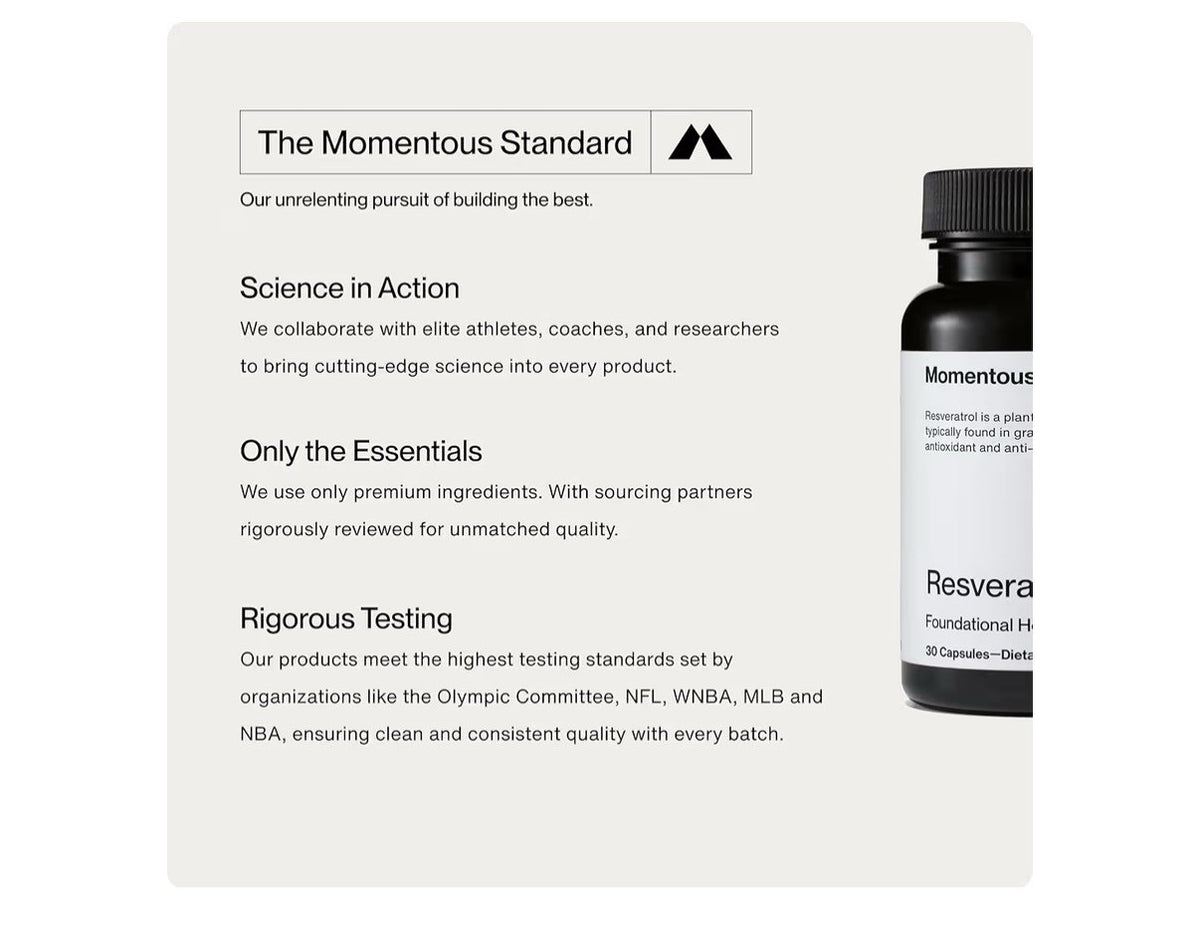 Momentous Resveratrol Foundational Health Healthy Aging Brain Heart Support 30ca
