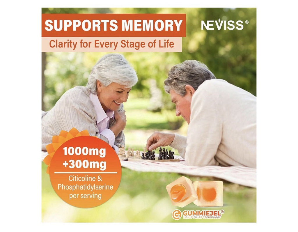 NEVISS Citicoline CDP Choline 1000mg Plus Phosphatidylserine 60 Gummies