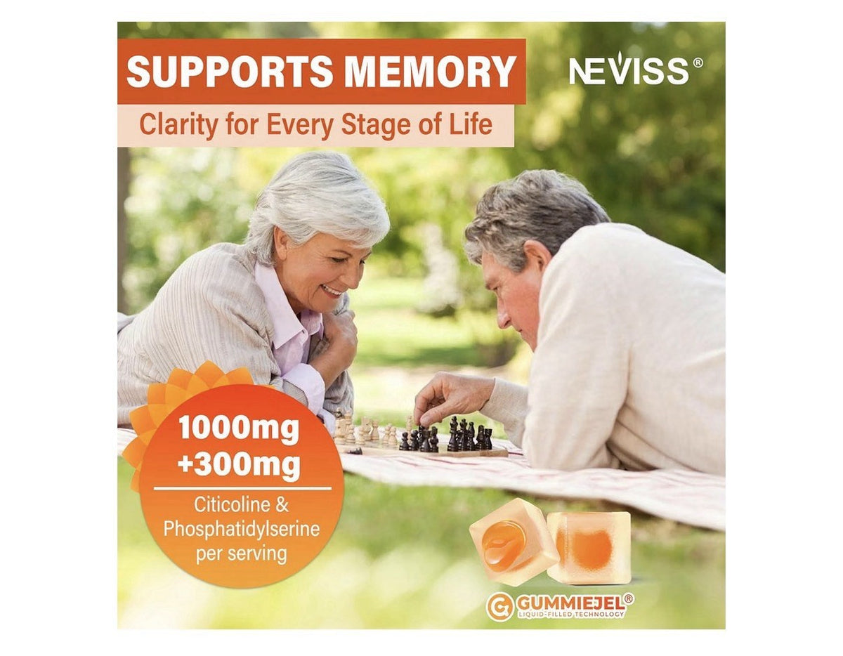NEVISS Citicoline CDP Choline 1000mg Plus Phosphatidylserine 60 Gummies