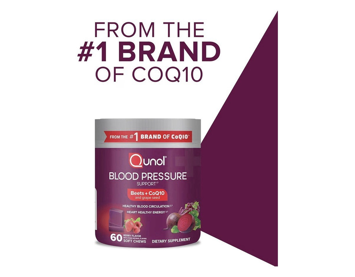 Qunol Blood Pressure Support Beet with CoQ10 Heart Circulation Health 60 Chews