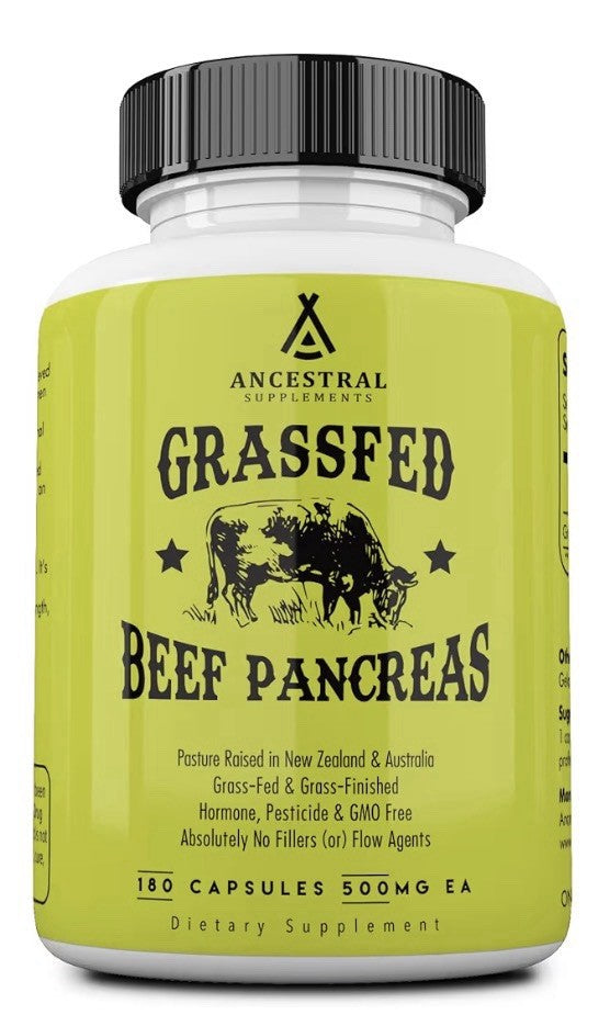 Ancestral Supplements Pancreas Grass Fed Beef Supplement Pasture Raised 180 Caps