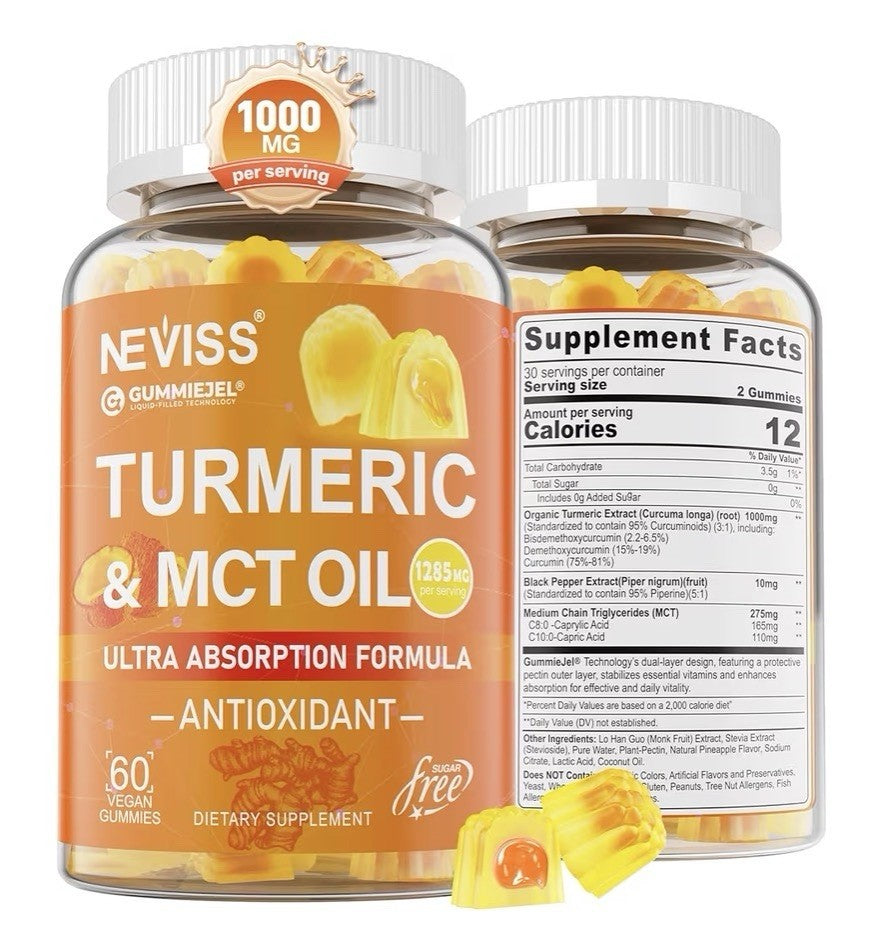 Neviss Turmeric Curcumin & MCT Oil Antioxidant Formula 2 Pack Gummies