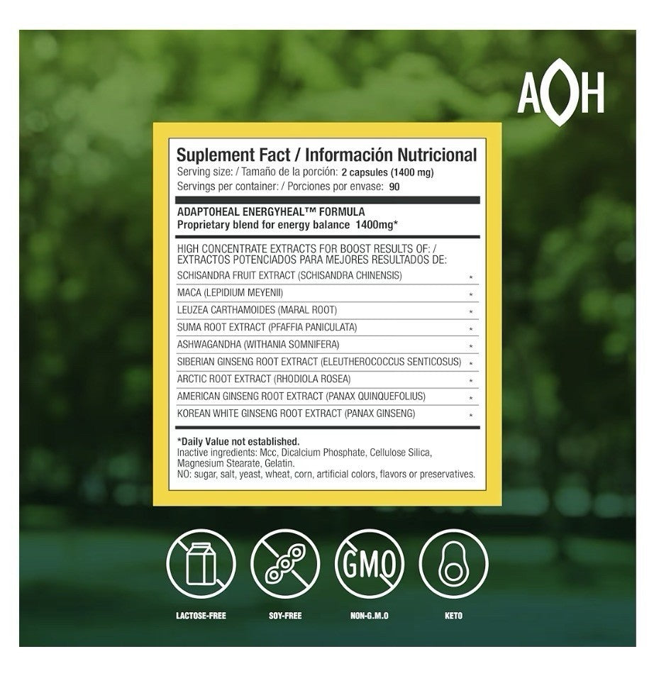 ADAPTOHEAL ENERGYHEAL Adaptogenic Blend Supports Body And Mental Energy 180 Caps