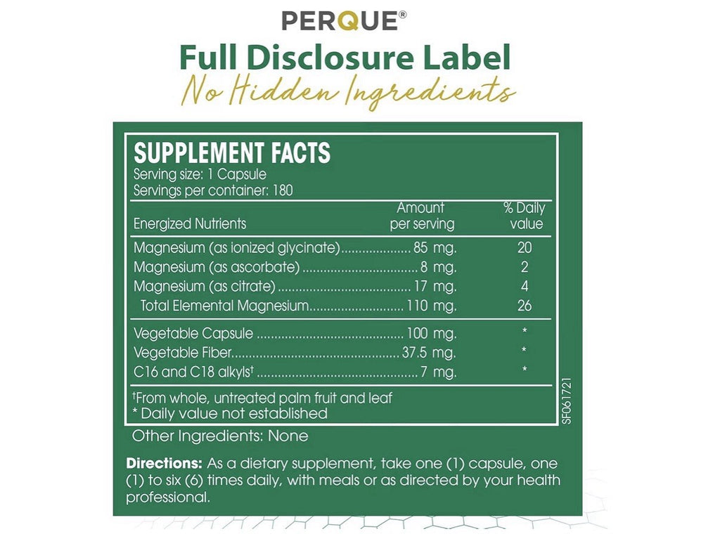 PERQUE Mg Plus Guard Support Cardiovascular Health 180 Vegetable Capsules