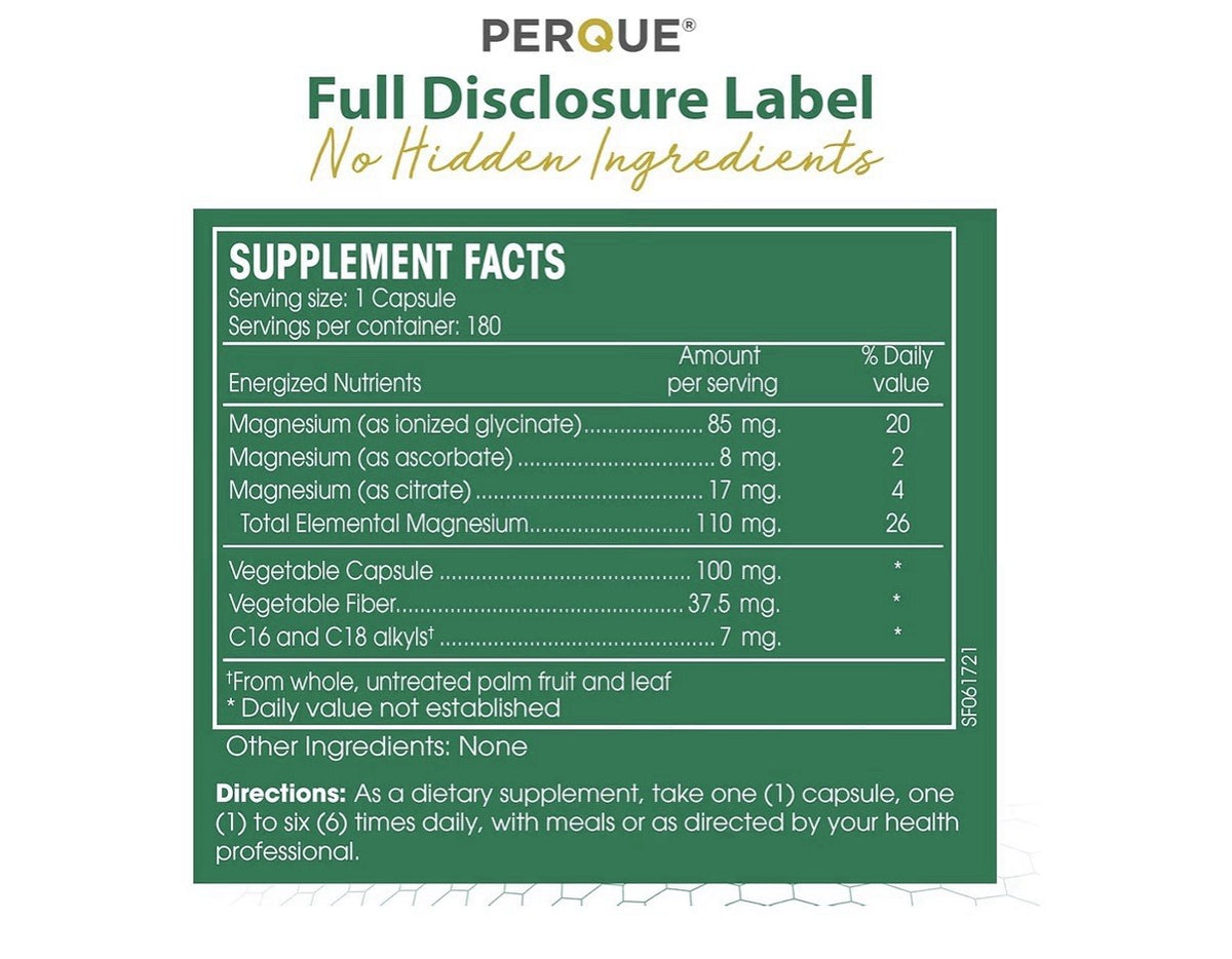 PERQUE Mg Plus Guard Support Cardiovascular Health 180 Vegetable Capsules