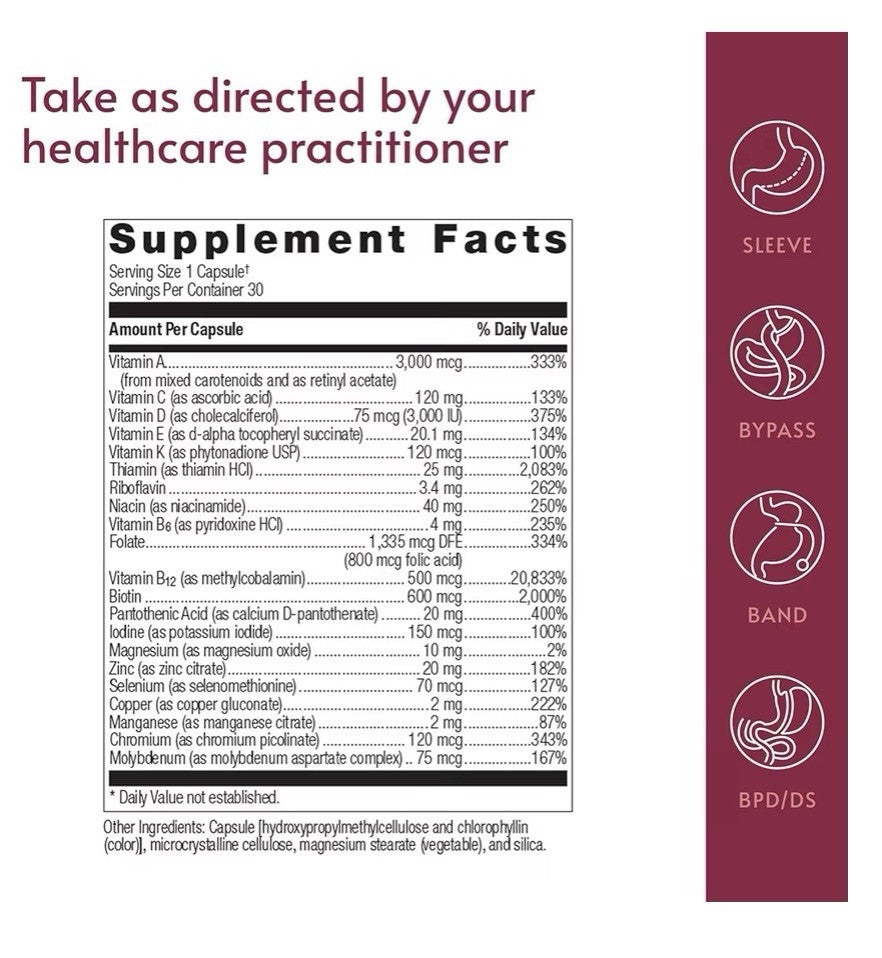 Bariatric Advantage Ultra Solo with Iron Multivitamin Bariatric Patients 30 Caps