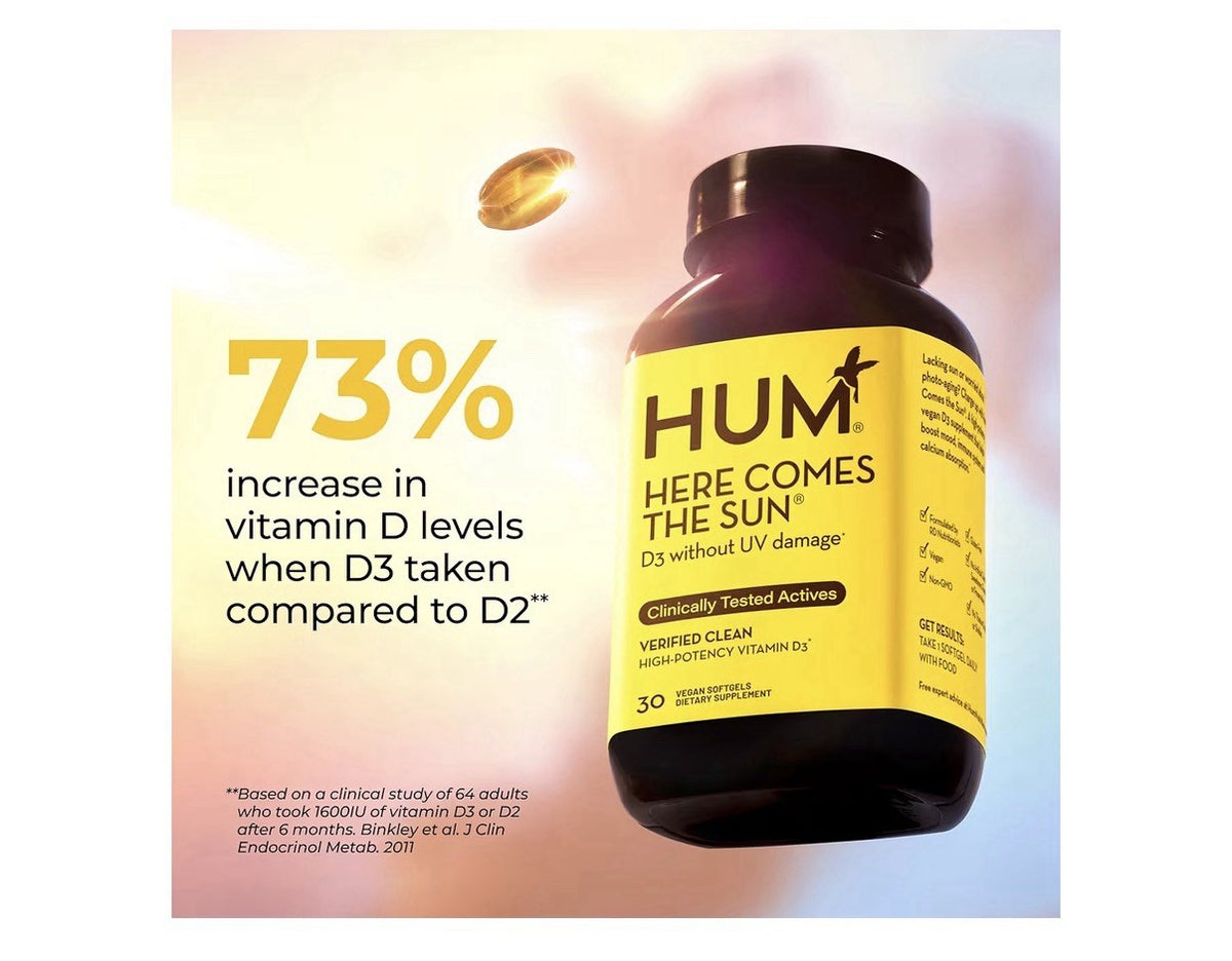 HUM Here Comes The Sun Vitamins N D3 Immune Bone Health Support Supplement 30cap