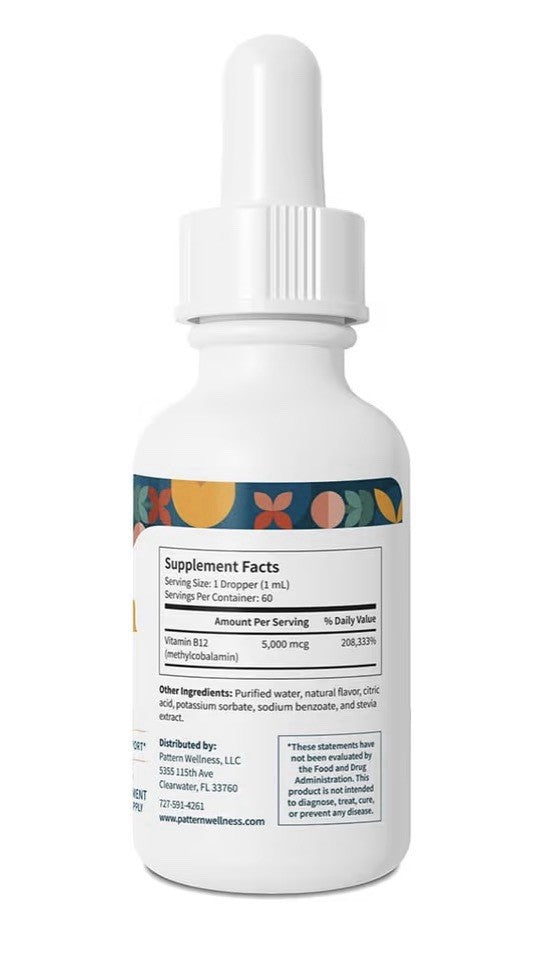 Pattern Wellness Vitamin B12 Immune System Cardiovascular Support 2oz Drops