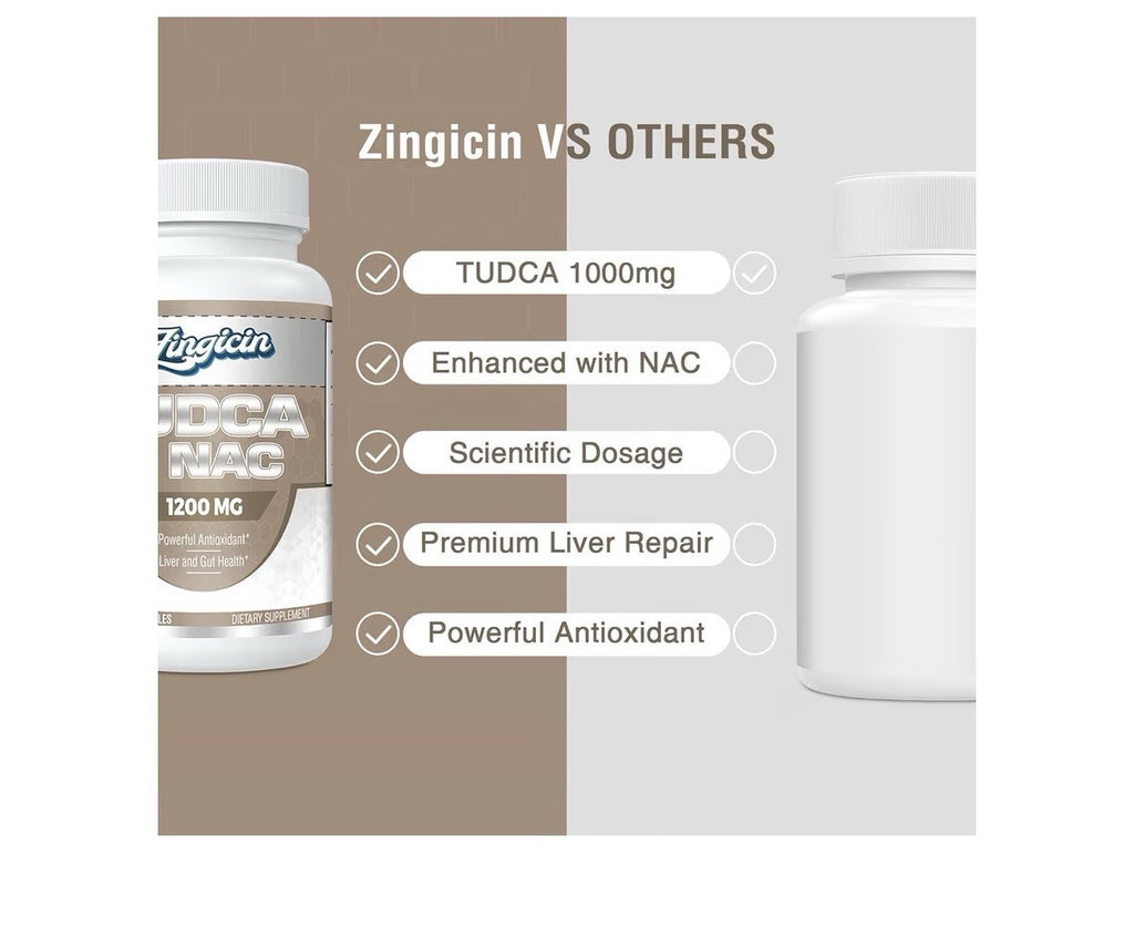 2 Pack Zingicin TUDCA + NAC Supplement 1200mg Antioxidant Liver Gut Health