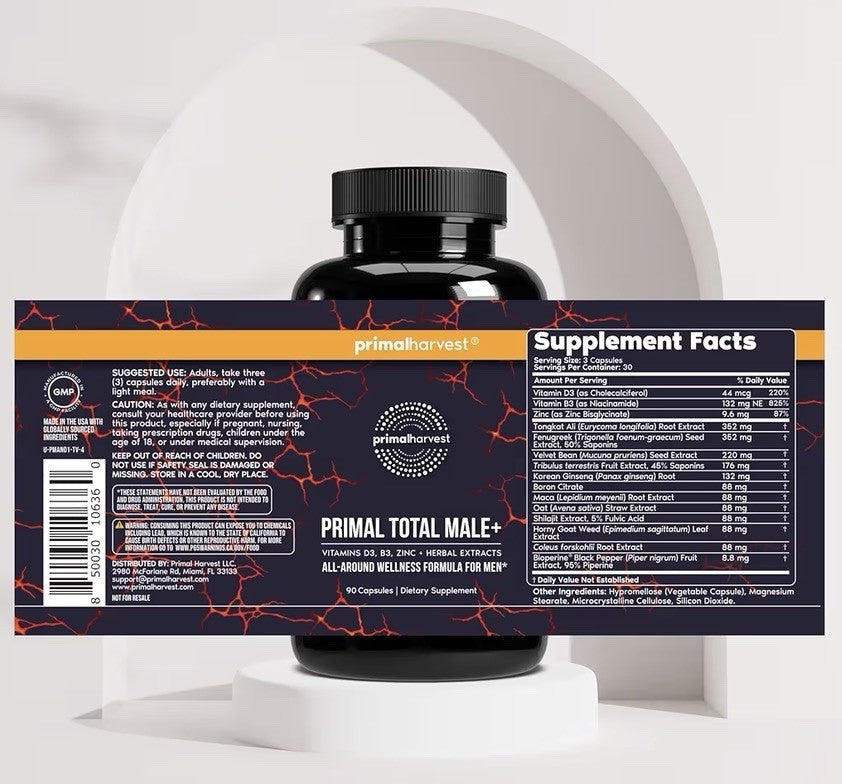 Primal Harvest Primal Total Male + All Round Multivitamin For Men 90 Capsules
