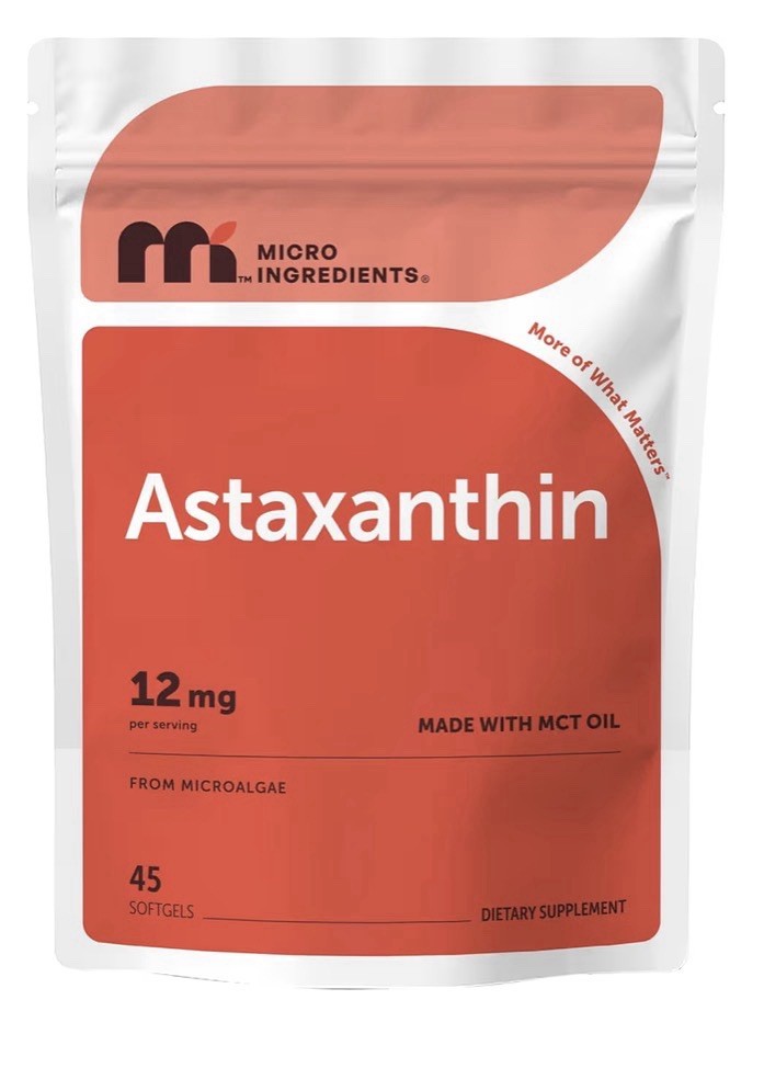 Micro Ingredients Astaxanthin 12mg From Microalgae Triple Strength 45 Softgels
